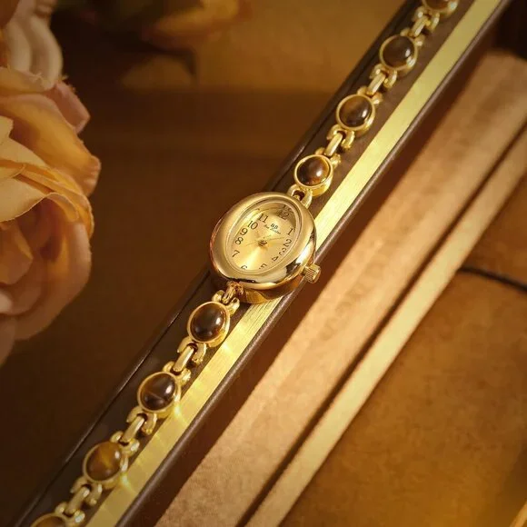 Luxury Gold Tone Women Watch Jewelry Bracelet Dainty Quartz Wrist Water-resistan